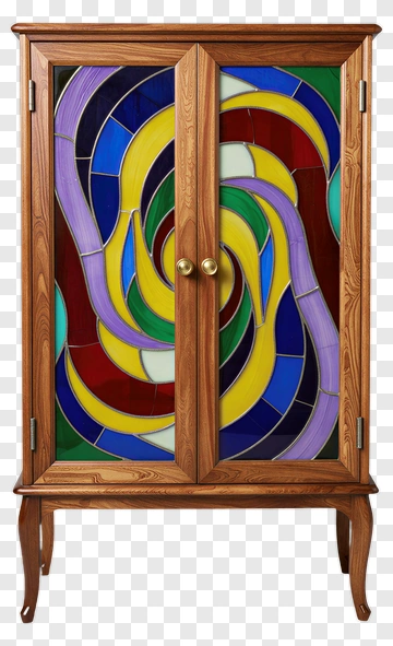 Stained Glass Art Cabinet PNG