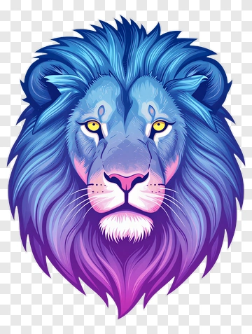 Blue Purple Lion Head PNG