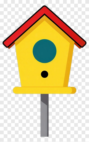 Yellow Birdhouse With Red Roof PNG