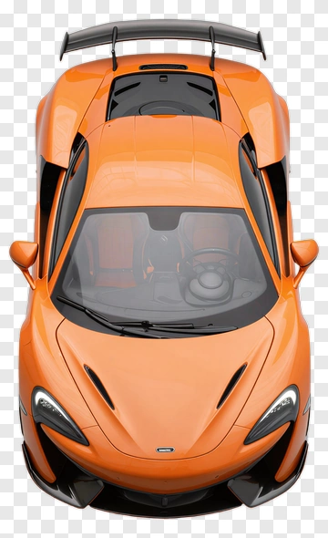 Orange Sports Car Top View PNG