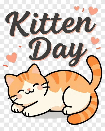 Cute Cartoon Cat For Kitten Day PNG