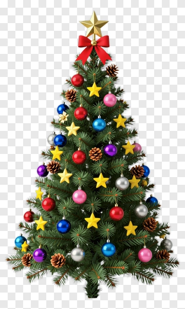 Decorated Christmas Tree With Ornaments PNG