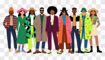 Diverse Group In Stylish Outfits PNG