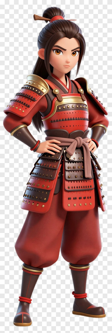 Samurai Warrior In Red Armor PNG