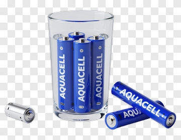Blue AQUACELL Batteries In Glass PNG