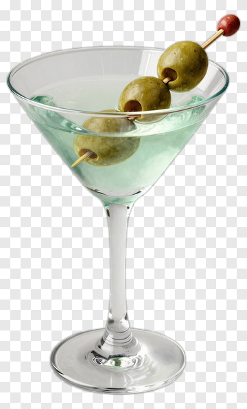 Martini Glass With Olives And Cherry PNG