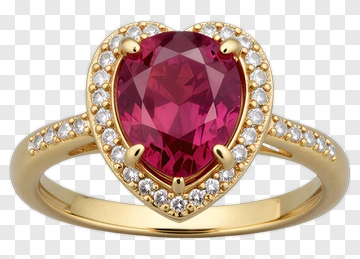 Heart Shaped Ruby Ring With Diamonds PNG