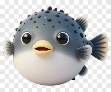 Cute 3D Pufferfish PNG