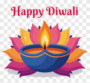 Happy Diwali Diya On Lotus PNG