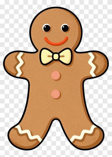 Gingerbread Man With Bow Tie PNG