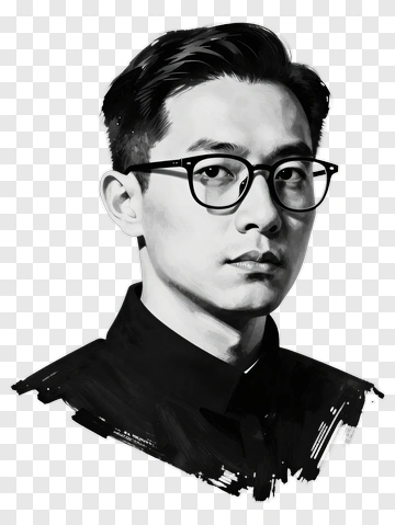 Man With Glasses In Portrait Style PNG