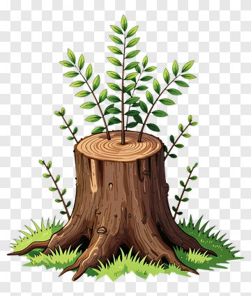 Tree Stump With Sapling Growing PNG