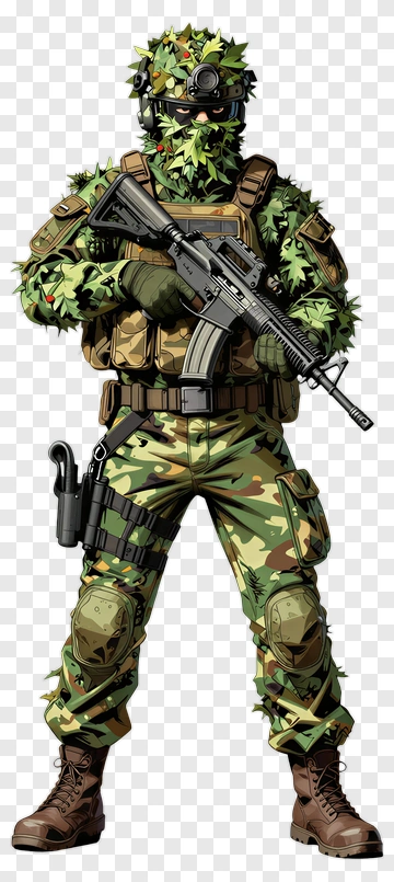 Soldier In Camouflage Gear PNG