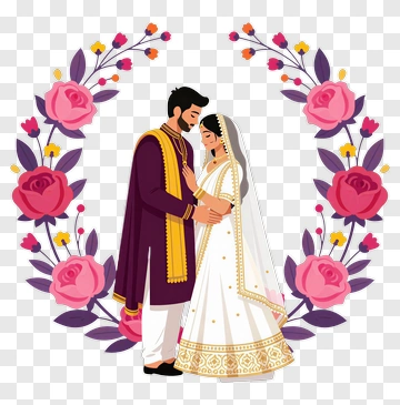 Indian Bride And Groom In Wedding Attire PNG