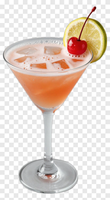 Pink Cocktail With Cherry And Lime PNG