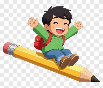 Child Riding A Pencil PNG