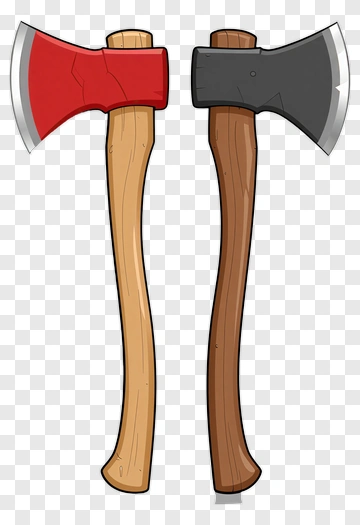 Two Axes With Wooden Handles PNG