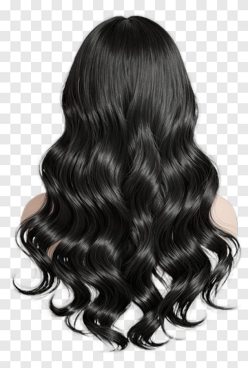 Long Black Wavy Hair PNG