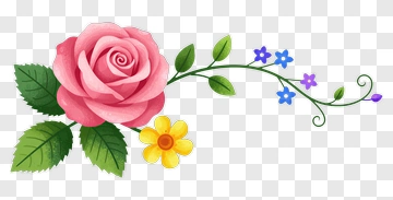 Pink Rose With Small Flowers PNG