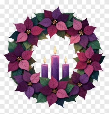 Advent Wreath With Poinsettias And Candles PNG
