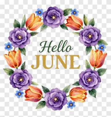 Hello June Flower Wreath PNG
