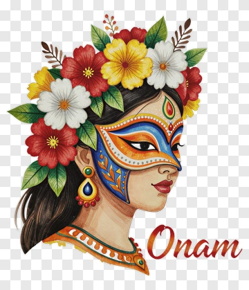 Woman With Floral Crown And Mask PNG