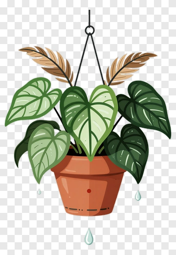 Hanging Plant With Water Droplets PNG