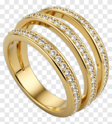 Gold Diamond Ring With Multiple Bands PNG
