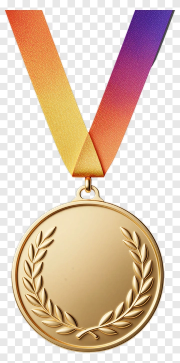 Golden Medal With Rainbow Ribbon PNG