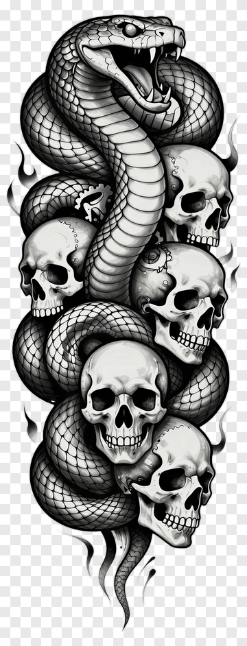 Snake And Skull Tattoo Design PNG