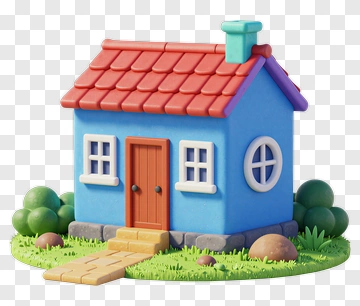 Blue Toy House With Red Roof PNG
