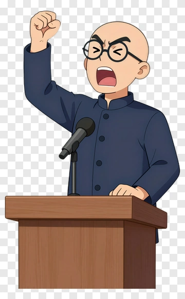 Cartoon Character Giving A Passionate Speech PNG