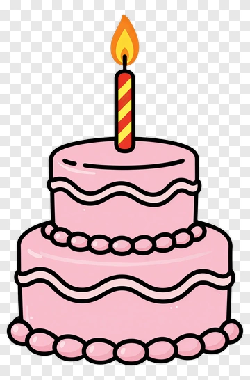 Pink Birthday Cake With Candle PNG