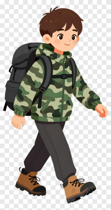 Boy Hiker With Backpack PNG