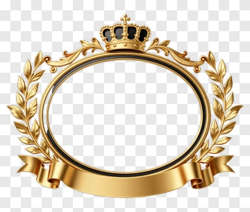 Gold Crown Ornate Frame With Laurel Wreath PNG