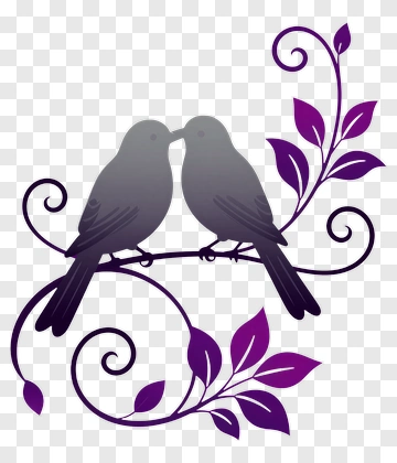Two Birds On A Branch With Leaves PNG