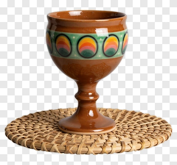 Retro Ceramic Goblet With Rainbow Design PNG