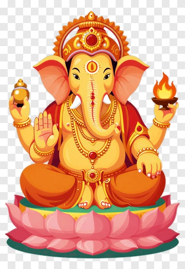 Ganesha Sitting On Lotus PNG