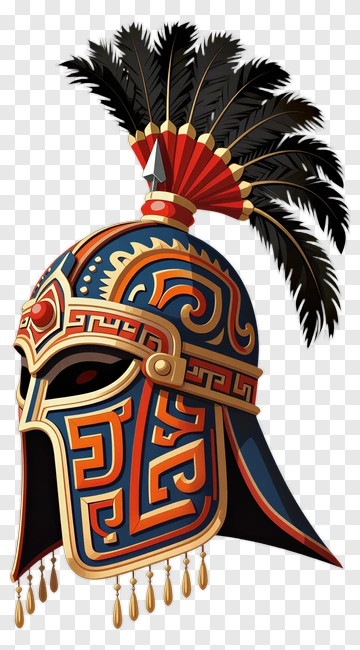 Ancient Warrior Helmet With Feather Plume PNG