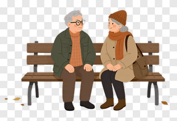 Elderly Couple Sharing Quiet Moments On Bench PNG