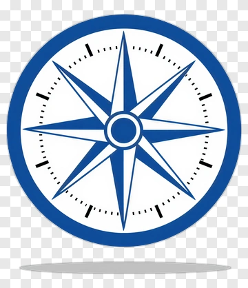 Blue Compass With Clock Face PNG
