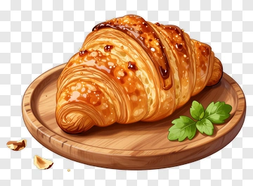 Delicious Croissant With Nutella And Mint PNG