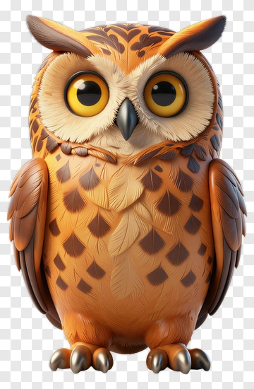 3D Realistic Owl PNG