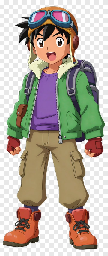 Anime Boy Pilot In Aviator Gear PNG