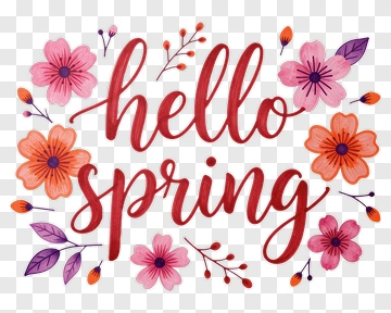 Hello Spring Handwritten Design PNG