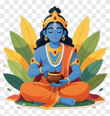 Blue-skinned Deity In Meditative Pose PNG