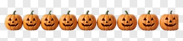 Row Of Orange Jack-o'-lanterns PNG