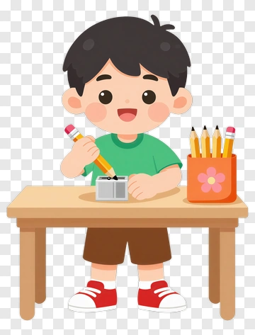 Child Sharpening Pencil PNG