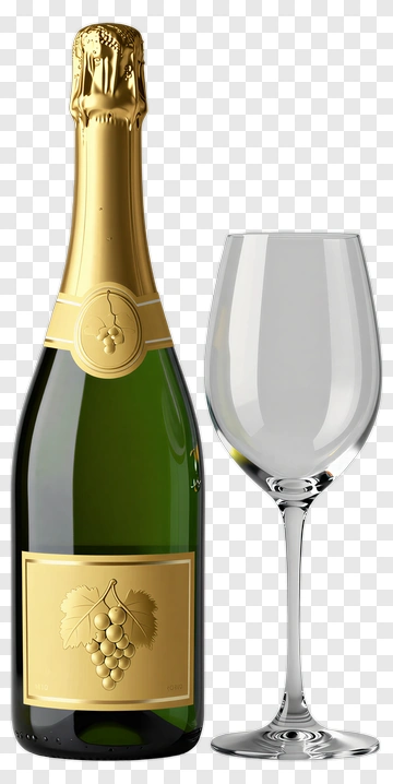 Champagne Bottle And Wine Glass PNG