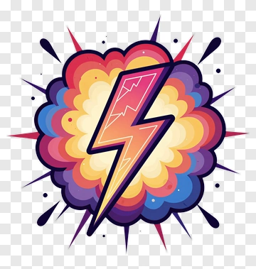 Vibrant Lightning Bolt Explosion PNG